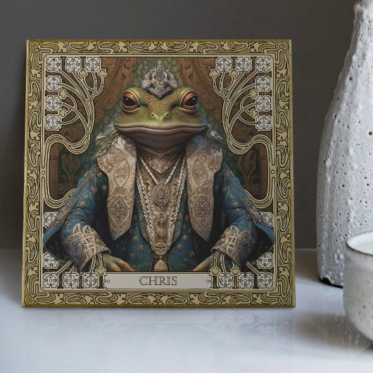 Carreau Tribal Spirit Frog - Retable d'art sur mesure