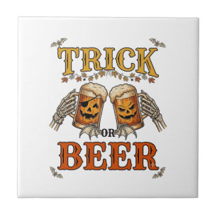 Carreau Trick Or Beer Mug Halloween Citrouille Mains de sq