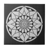 Carreau Tricot Star Mandala noir et blanc (Devant)