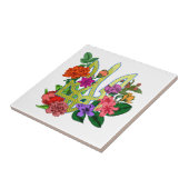 Carreau trident tryzub de l'héraldique ukrainienne fleurs (Côté)