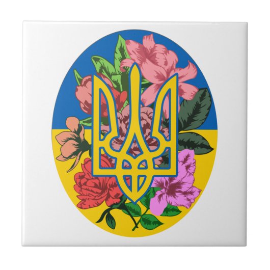 Carreau Trident ukrainien et drapeau de l'Ukraine avec des (Devant)