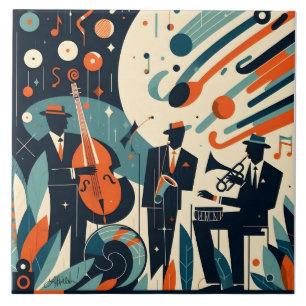 Carreau Trio du Jazz Age du Milieu du Siècle Moderne