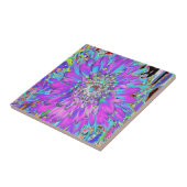 Carreau Trippy Abstrait Aqua, Lime Green et Purple Dahlia (Côté)