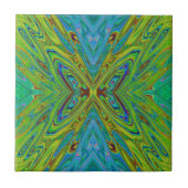 Carreau Trippy Chartreuse et Bleu papillon Abstrait (Devant)