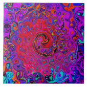 Carreau Trippy Red et violet Abstrait Retro Liquid Swirl (Devant)