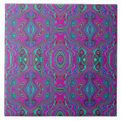 Carreau Trippy Retro Magenta, bleu et vert Abstrait (Devant)