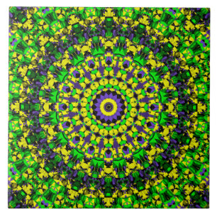 Carreau Trippy Super rétro Hippie coloré Mandala Art