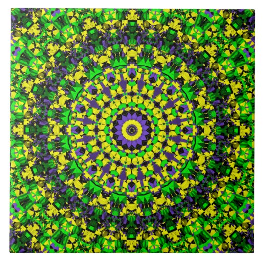 Carreau Trippy Super rétro Hippie coloré Mandala Art (Devant)