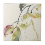 Carreau Triptyque de branche feuille aquarelle<br><div class="desc">Triptyque de branche de feuilles I par Jennifer Goldberger. Les gouttelettes d'aquarelle en jaune doré,  vert et rose rougeâtre créent des feuilles doux sur des branches gris foncé et noires.</div>