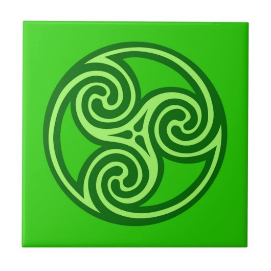 Carreau Triskele celtique, citron vert et émeraude (Devant)