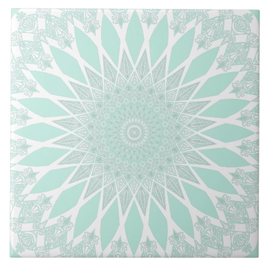 Carreau Tristy en verre vert Mandala (Devant)