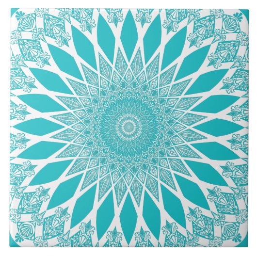 Carreau Tristyns bleu turquoise Mandala (Devant)