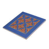 Carreau Trivet, Bourgogne, Bleu, Fleur de Lys Motif (Côté)