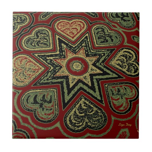 Carreau Trivet/Carrelage 'Coeurs Rustiques' (Devant)