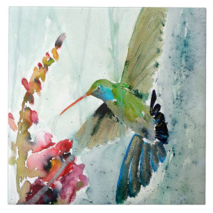 Carreau Trivet de colibri et de Snapdragon