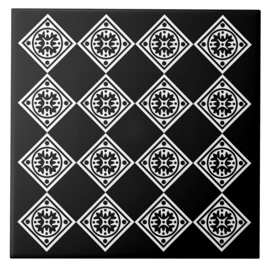 Carreau Trivet De Diamants Art Déco Noir Et Blanc (Devant)