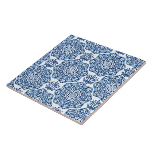 Carreau Trivet de mosaïque bleue (Côté)