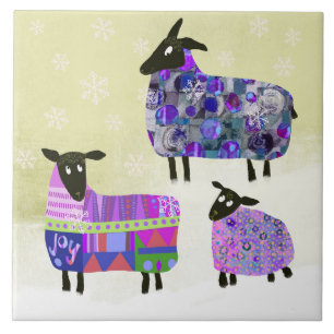 Carreau Trivet des moutons d'hiver