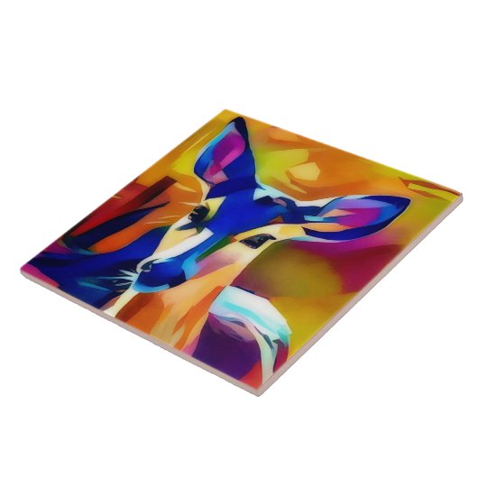 Carreau Trivet en forme de tuile pour cerf doux visage (Côté)