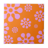 Carreau Trivet Floral Orange Et Rose (Devant)