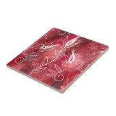 Carreau Trivet Floral Rouge Et Blanc (Côté)
