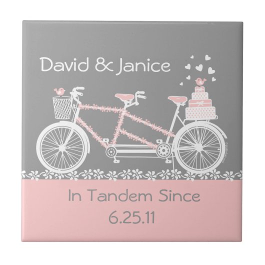 Carreau Trivet Mariage de vélo Tandem (Devant)