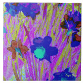 Carreau Trivet/Tuile 'Daffodils Violets' (Devant)