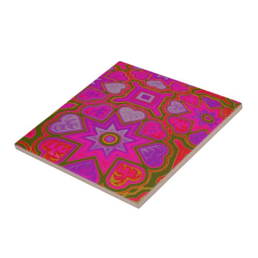 Carreau Trivet/tuile 'Plein d'amour' (Côté)