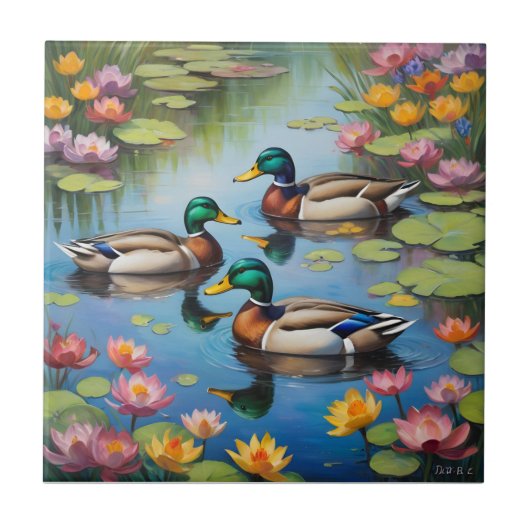 Carreau Trois canards colverts (Devant)