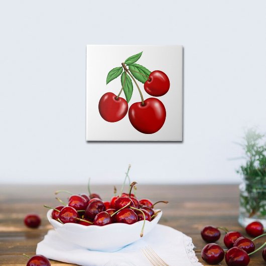 Carreau Trois Cerises Fruites Rouges