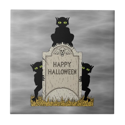 Carreau Trois diablotins Joyeux Halloween (Devant)