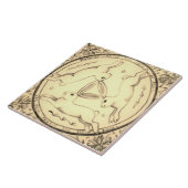 Carreau Trois lièvres Courant Lapin Sepia Conception mysti (Côté)