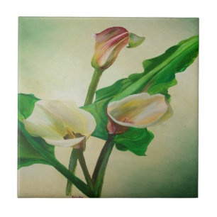 Carreau Trois Lys Calla Étonnant Botanique Acrylique