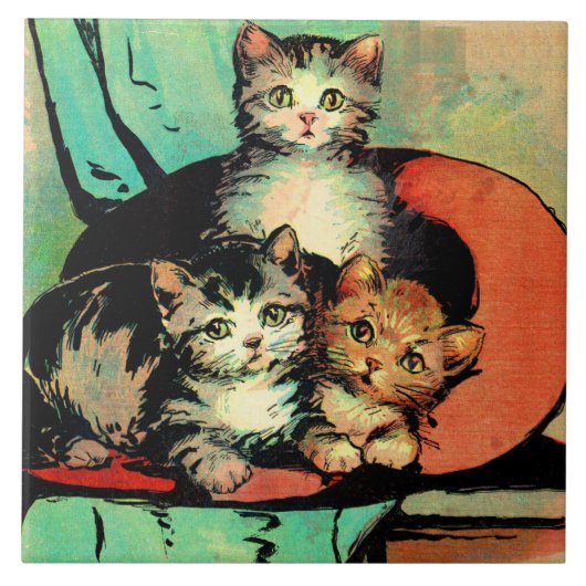 Carreau trois petits chatons (Devant)