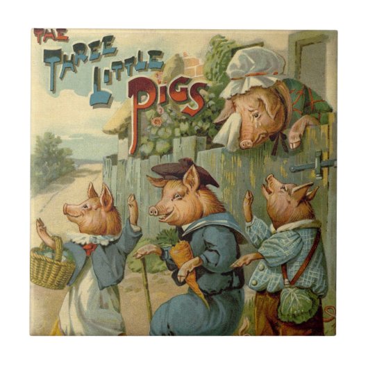 Carreau Trois Petits Cochons Conte de Fées Vintage (Devant)