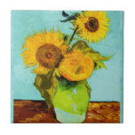 Carreau Trois tournesols de Vincent Van Gogh<br><div class="desc">Vincent Van Gogh Trois Tournesols Dans Un Vase</div>