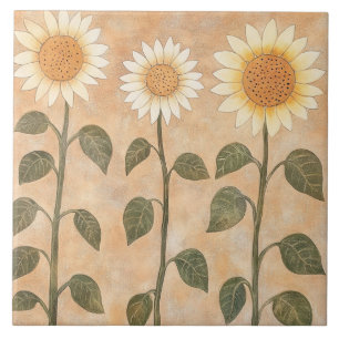 Carreau Trois Tournesols Terracotta Cottagecore