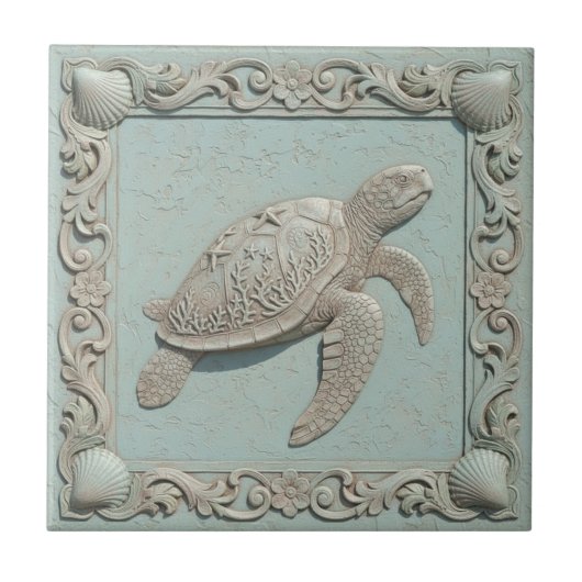 Carreau Trompe L'oeil Marine Life Turtle ID1190i (Devant)
