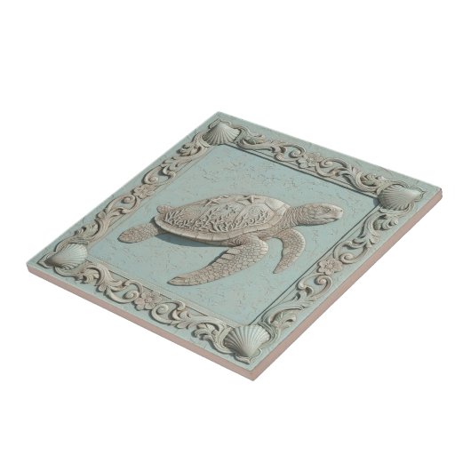 Carreau Trompe L'oeil Marine Life Turtle ID1190i (Côté)