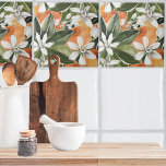 Carreau Tropcal Orange & Flowers Watercolor Pattern<br><div class="desc">Tropcal Orange & Flowers Watercolor Pattern</div>