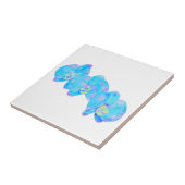 Carreau Tropical Blue Turquoise aquarelle orchidée peintur (Côté)