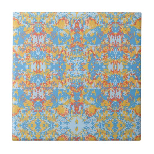 Carreau Tropical Ethnic Blue motif céramique abstrait (Devant)