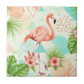 Carreau Tropical Flamingo Watercolor & Geometric Pattern (Devant)