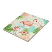 Carreau Tropical Flamingo Watercolor & Geometric Pattern (Côté)