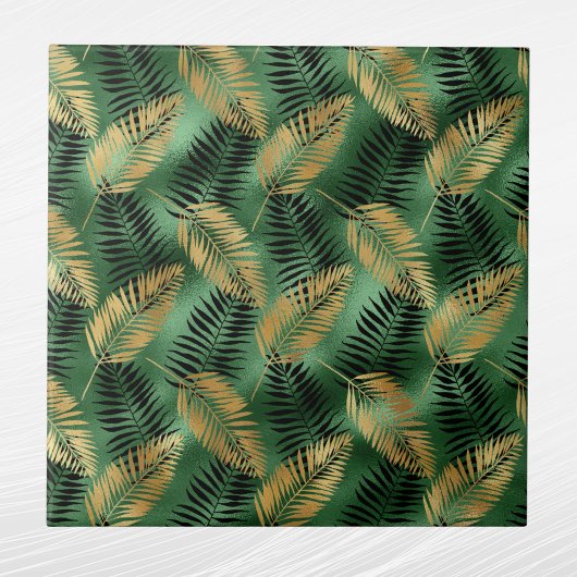 Carreau Tropical Gold Green Palm Feuilles