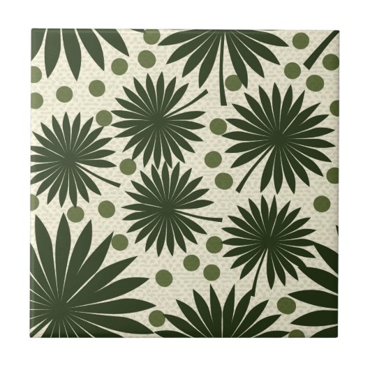 Carreau Tropical Green Rainforest Palm Leaf Art (Devant)