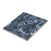 Carreau Tropical gris foncé bleu Jungle Feuilles (Côté)