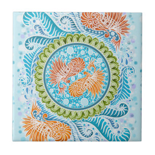 Carreau Tropical Koi Mandala   Art Zen Océan Vibrant