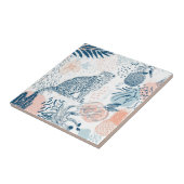 Carreau Tropical Leopard Blue Peach Abstract (Côté)