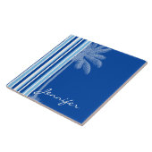 Carreau Tropical Palm; Blue & White Stripes (Côté)